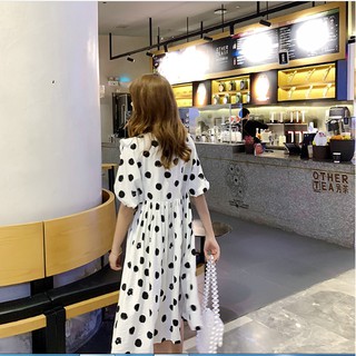 ĐẦM BẦU VÁY BẦU CÔNG SỞ CHẤM BI ĐEN
