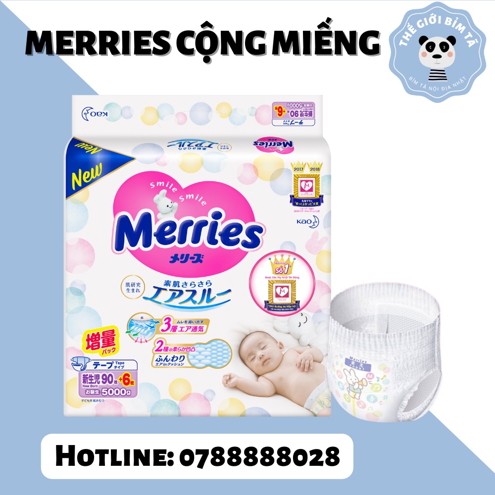 (MERRIES CỘNG MIẾNG)Bỉm Tã Dán/Quần Merries Nội Địa Nhật Đủ Size NB96/S88/M68/M64/L50/XL44/XXL28