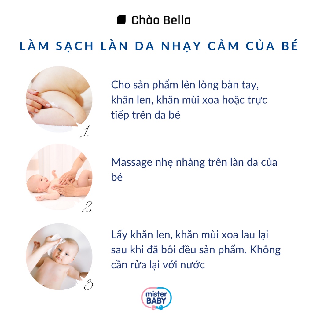 Sữa Tắm Khô Cho Bé Yêu Mister Baby Cleansing Milk (ITALY) | Làm Sạch Dịu Nhẹ - Cân Bằng Độ Ẩm - Bảo Vệ Làn Da Bé (250ml)