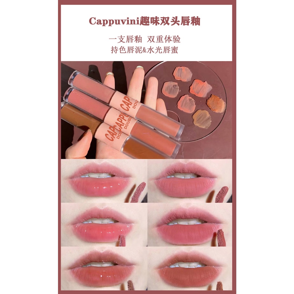 [Hàng mới về] Son kem hiệu ứng gương Cappuvini 2 đầu trang điểm bắt mắt