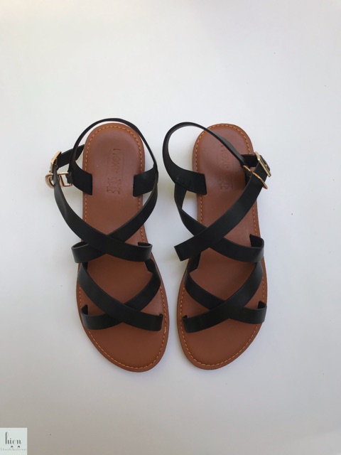 Giày sandal bệt quai chéo da lỳ next đế kép đúc vnxk