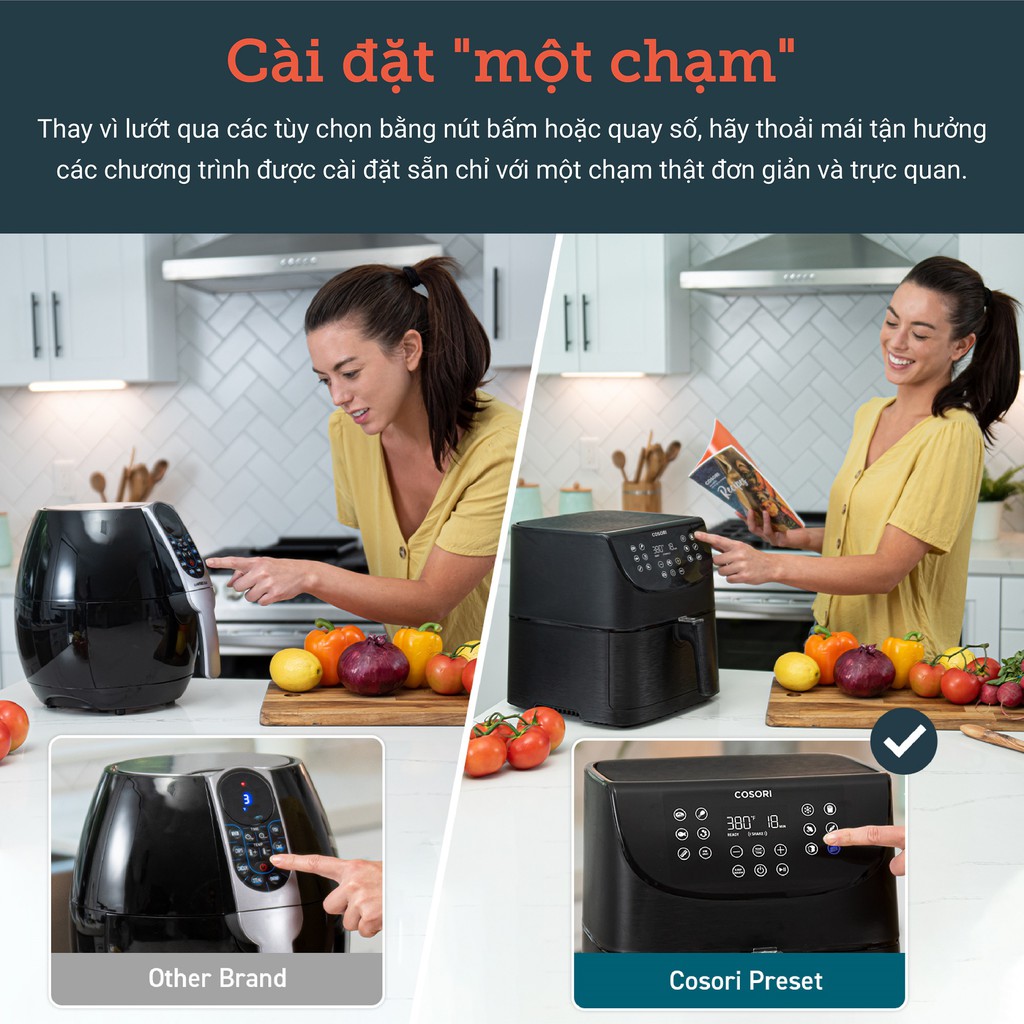 COSORI, NỒI CHIÊN KHÔNG DẦU ĐIỆN TỬ (AIR FRYER), 3.7 Qt / 3.5 Lít