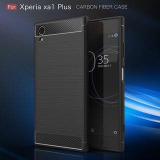 Ốp điện thoại cao su mềm kết cấu sợi carbon chống sốc cho Sony Xperia XA1 Plus