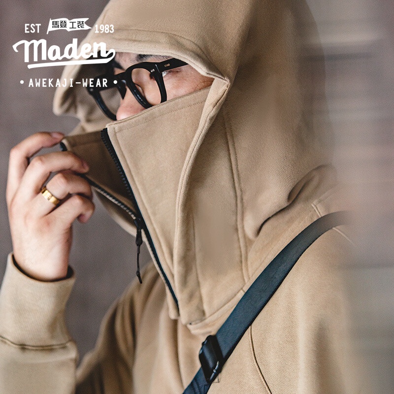 Áo khoác hoodie Maden cổ cao có khóa kéo thời trang đường phố mùa thu Mỹ 2022 trẻ trung