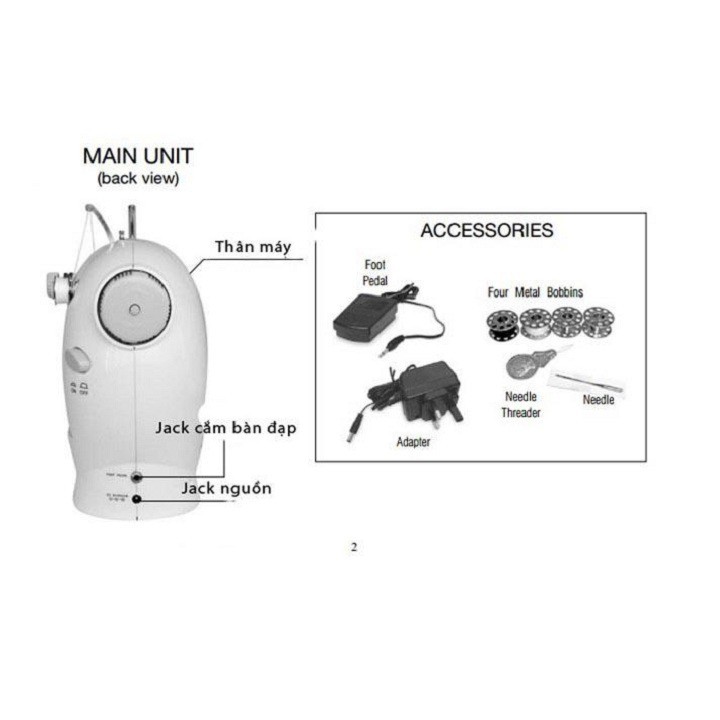 Máy khâu mini cầm tay gia đình 202A, Máy may mini gia đình 2 tốc độ may