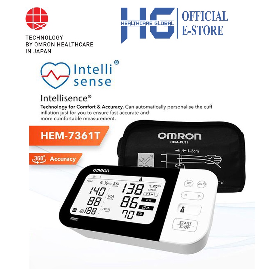 Máy Đo Huyết Áp Bắp Tay Kết Nối Bluetooth Omron HEM 7361T | Chức Năng Phát Hiện AFIB (Rung Tâm Nhĩ Cảnh Báo Đột Quỵ)