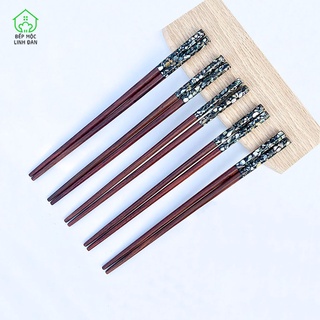 Đũa Gỗ Trắc Cẩn Vỏ Bào Ngư Tự Nhiên HAHANCO [CTL708] Tán Sắc 7 Màu Đẹp