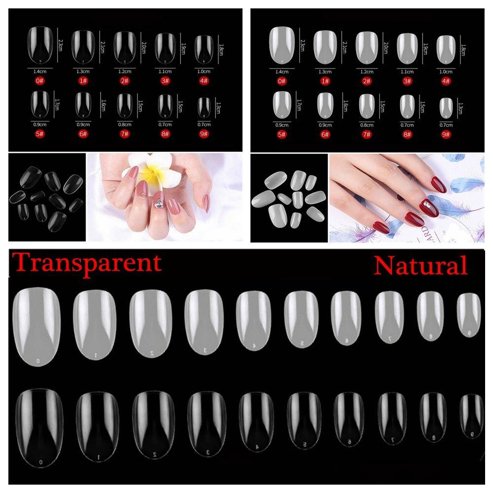 Set 500 Móng Tay Giả 10 Kích Cỡ Dáng Ngắn Phong Cách Pháp