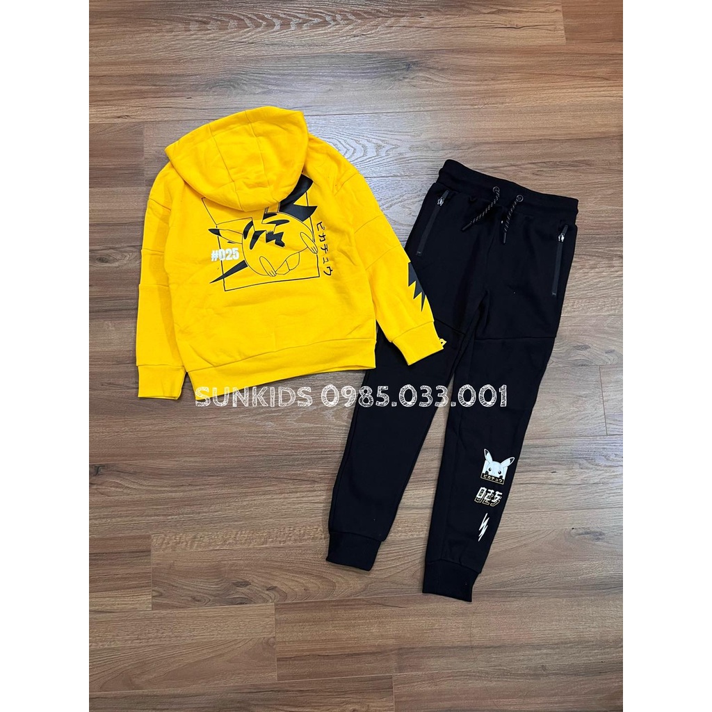 Bộ thu đông xuất xịn bé trai pikachu vàng