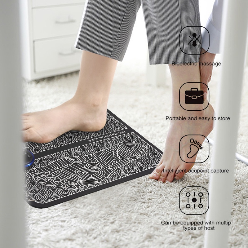 [Mẫu mới] Thảm massage chân thông minh EMS 8 chế độ, thảm điện mát xa bàn chân thư giãn cơ bắp, giảm đau mỏi chân