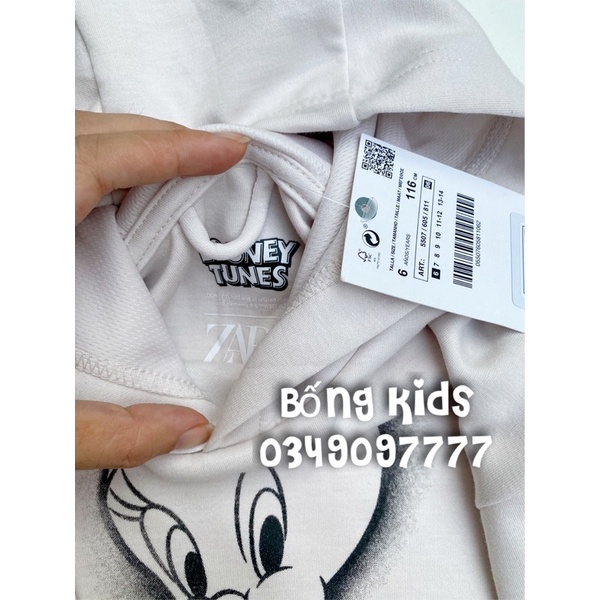 Áo Nỉ Ép Hoodie Bé Gái Vịt Sữa Đục ZR