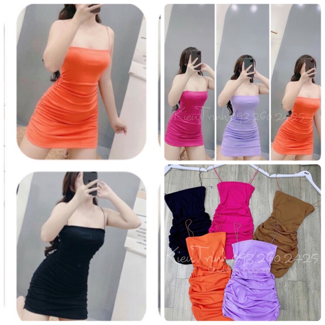 ĐẦM BODY HAI DÂY NHÚN
