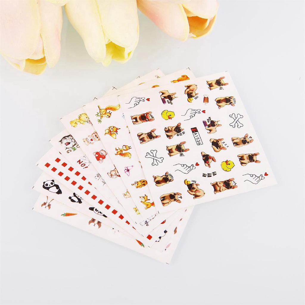 Set 7/12 tờ sticker dán móng trang trí nghệ thuật