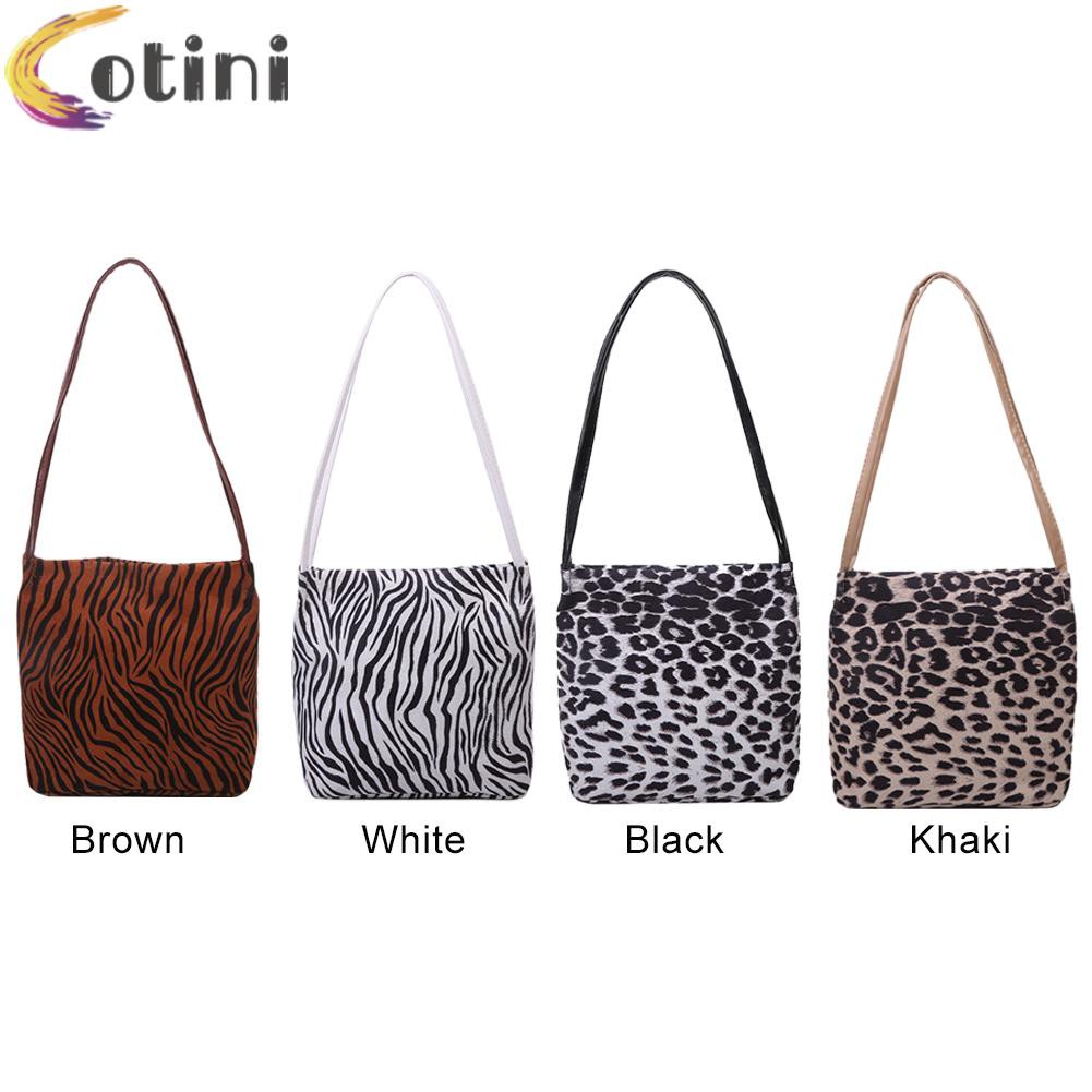 COTINI Casual Women Animal Print Handbag Suede Shoulder Underarm Bag Commuter Tote