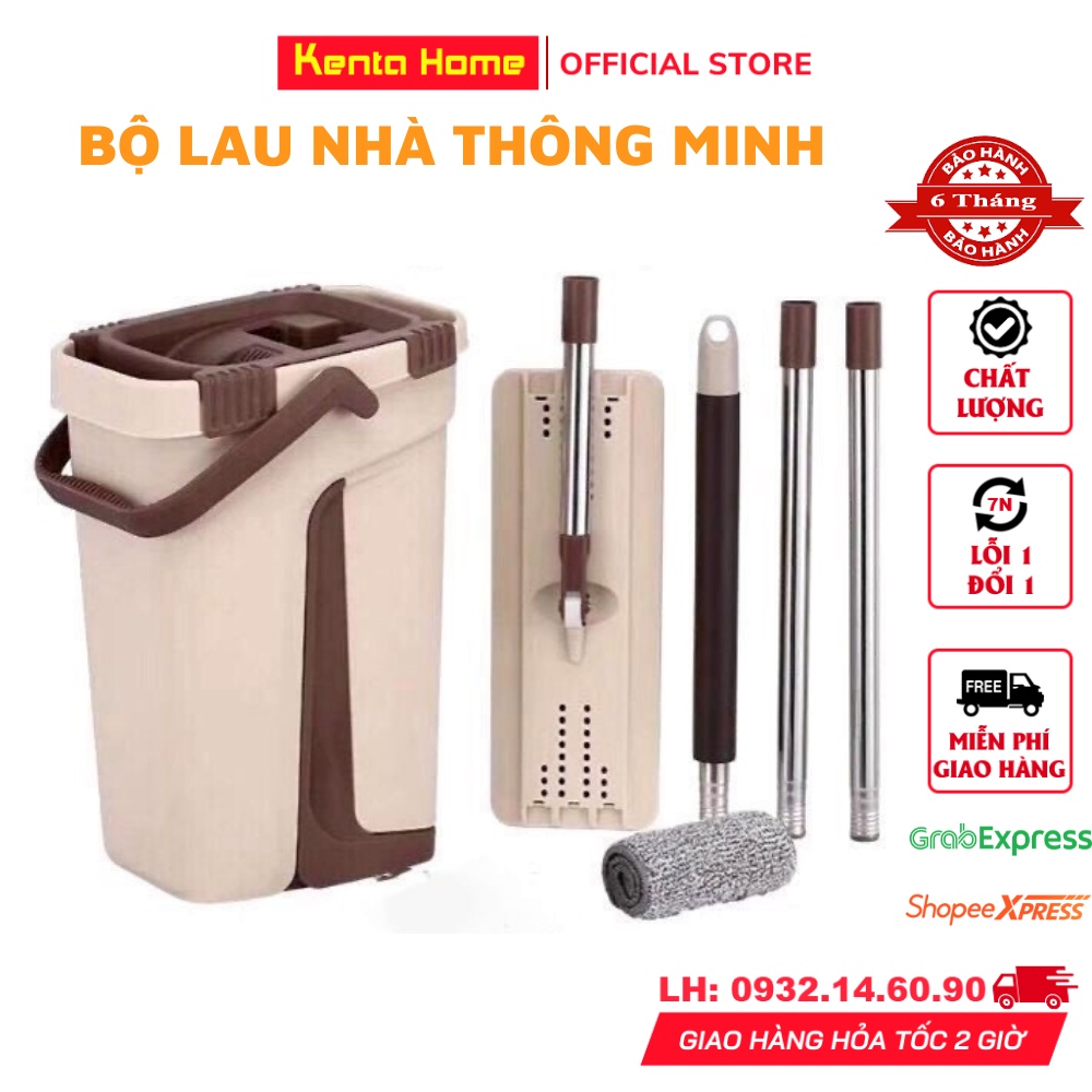 Bộ lau nhà thông minh 360 độ tự vắt thùng to, Chổi lau nhà tự vắt 360 độ cao cấp lau sạch khô nhanh - Bảo hành 6 Tháng