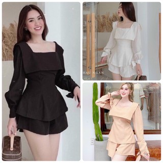 Set áo peplum cổ vuông kèm quần short