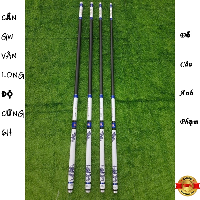 Cần Câu Tay Câu Đài GW Vân Long Kèm Nhẫn Kèm Ngọn Độ Cứng 6h Carbon Xoắn CC-15