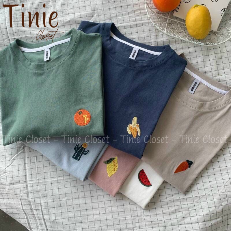 Áo thun nam nữ form rộng tay lỡ Unisex Trái Cây Tinie Closet Freesize