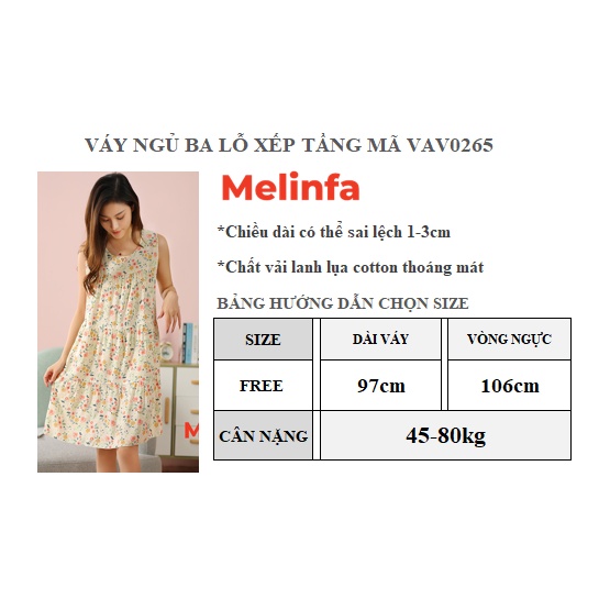 Váy đầm ngủ mặc nhà vải Cotton mềm mại thoáng mát VAV0265