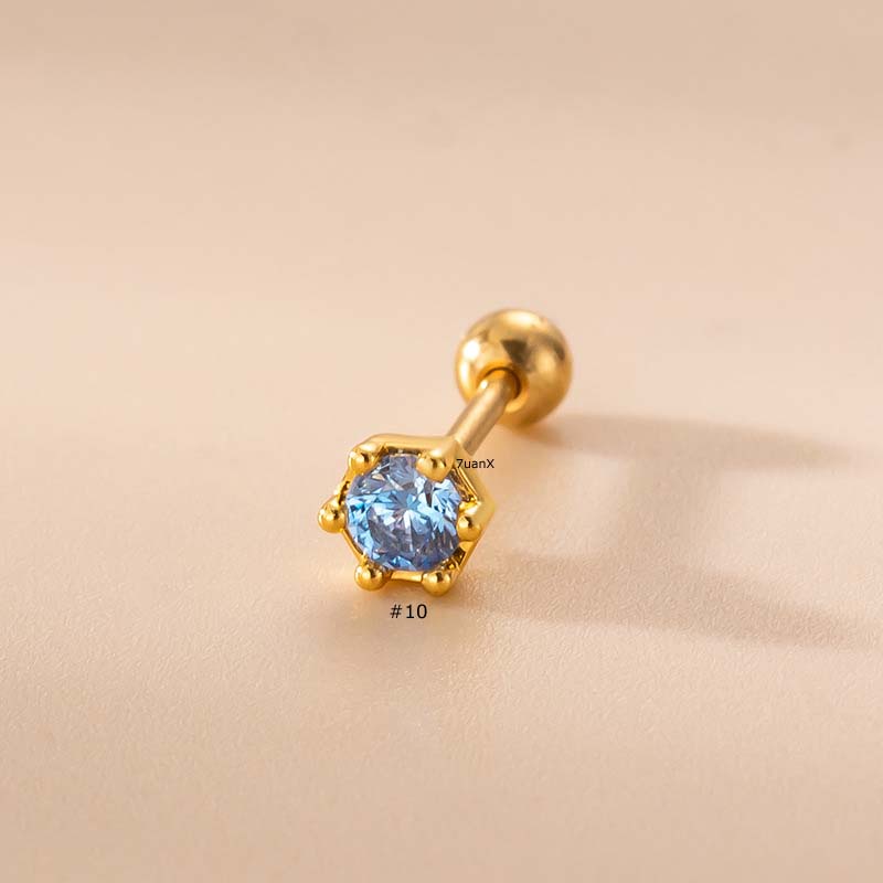 1 Khuyên Tai Helix Thép Không Gỉ Đính Đá Zircon Xanh Dương 20Gauge