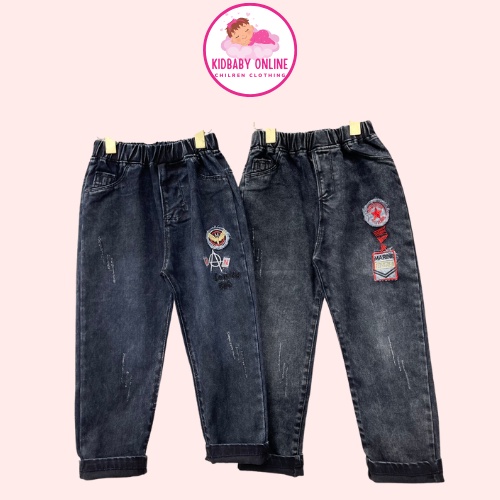 Quần Jeans Ống Rộng Thời Trang Cao Cấp Dành Cho Bé Trai 6-12 tuổi- Quần bò Jeans cho bé trai 25-50kg KidbabyOnline K143