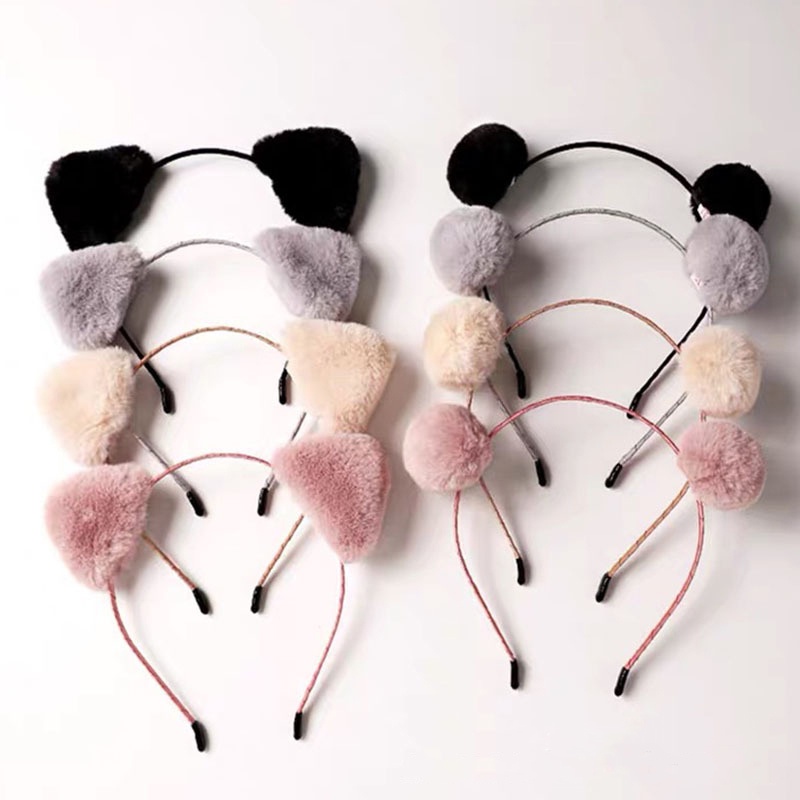 Băng Đô Cài Tóc Hai Mặt Hình Tai Mèo Dễ Thương Phong Cách Hàn Quốc