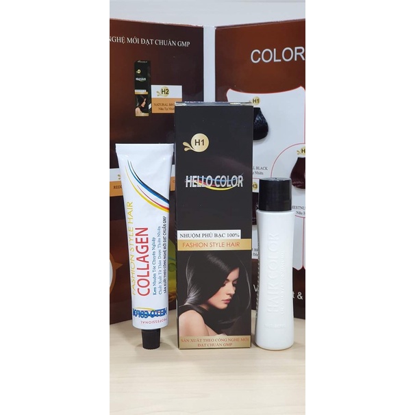 Kem nhuộm tóc phủ bạc hello color 100g kèm oxy