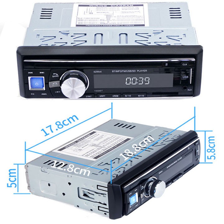 Đầu nghe nhạc MP3 Bluetooth cho ô tô tả DC12-24V 1068BT
