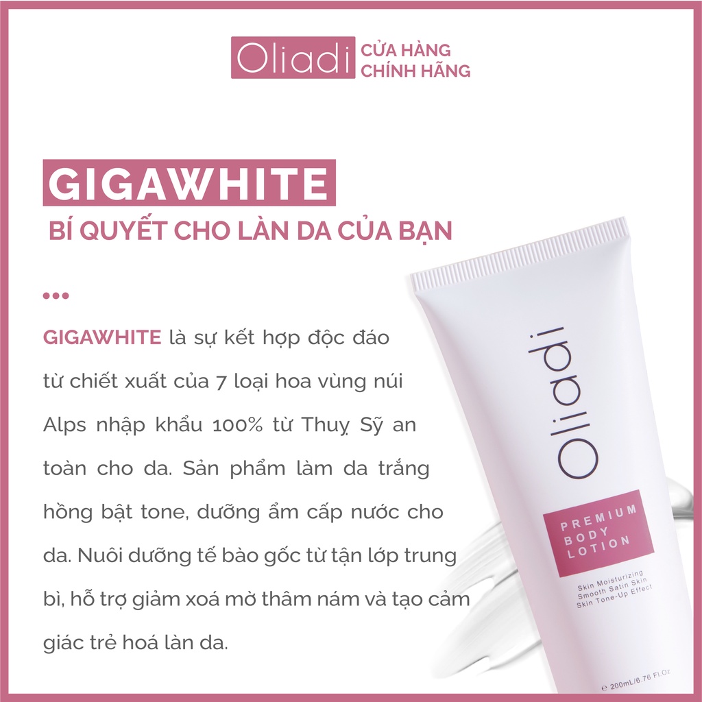 BODY LOTION OLIADI - Kem Body Oliadi Dưỡng Thể Trắng Toàn Thân Với Công Nghệ Hạt Nano Phân Tử 200ml