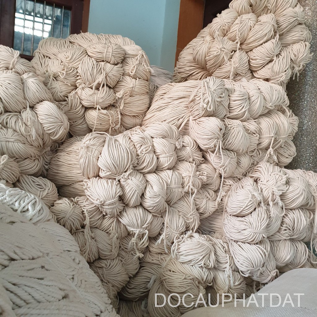 Dây thừng se macrame cotton màu ngà, màu kem đường kính 2mm, 3mm, 5mm, 7mm, 10mm