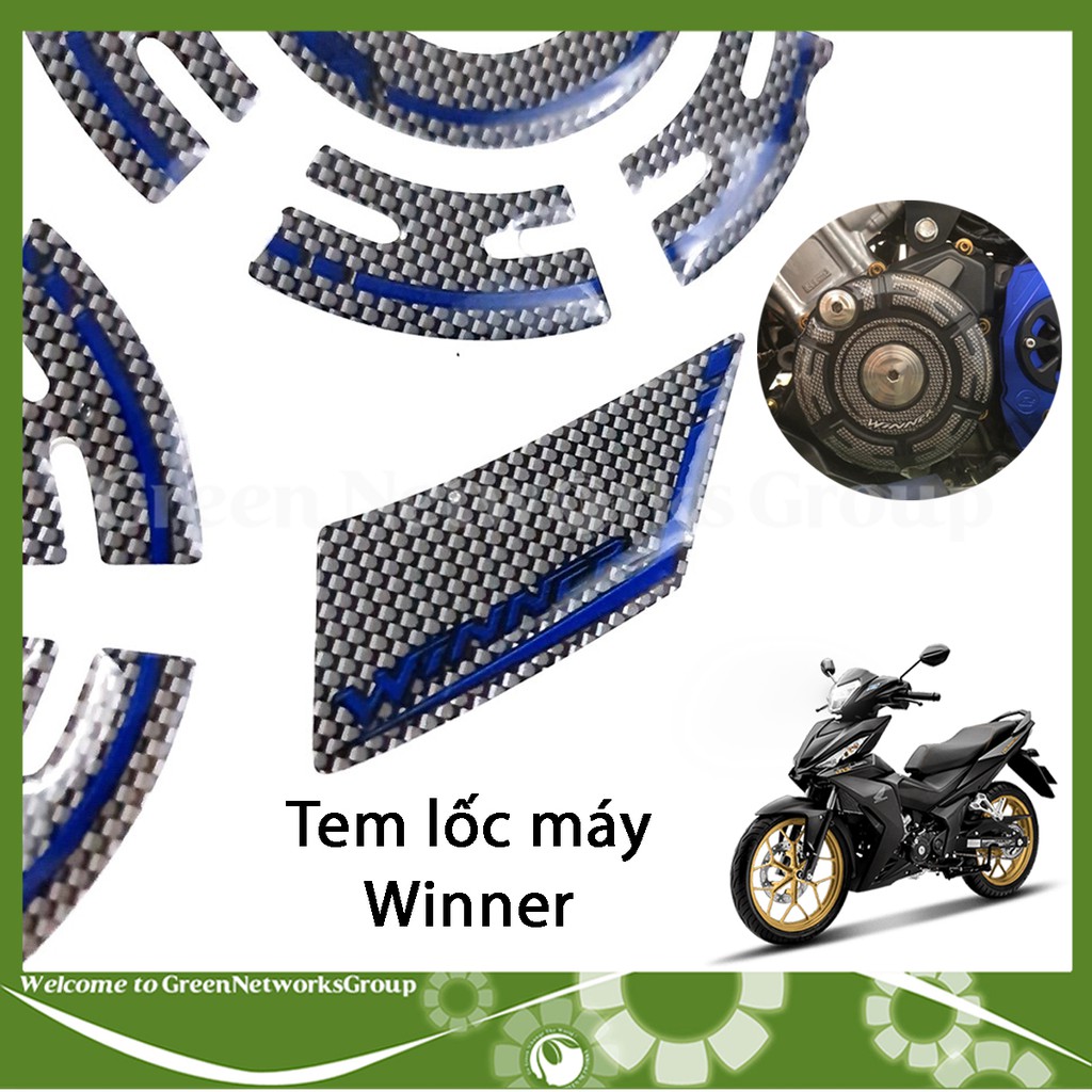 Bộ tem dán lốc máy Carbon cho xe Winner 150 Greennetworks