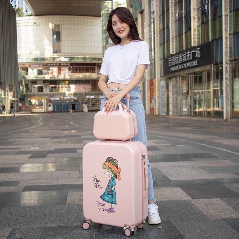 Vali du lịch hình cô gái Maruko dễ thương ,Valy kéo size 20 ,size 24 kèm cốp có bánh xe chất liệu cao cấp Rẻ - Bền - Đẹp