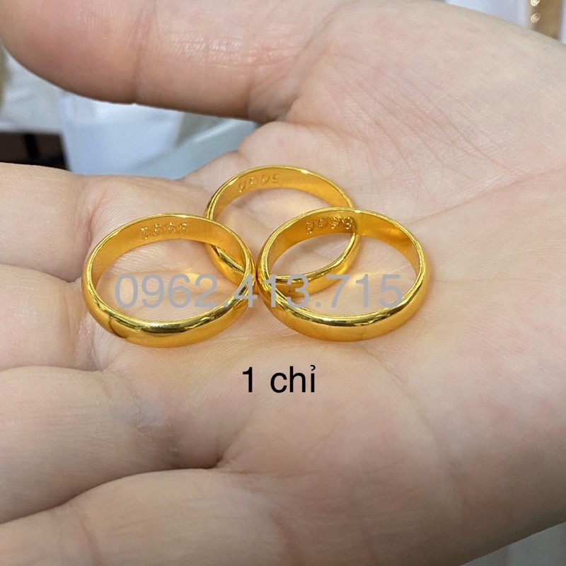 Nhẫn trơn loại 1 chỉ màu vàng 24 cao cấp nhẫn có khắc 4 số 9