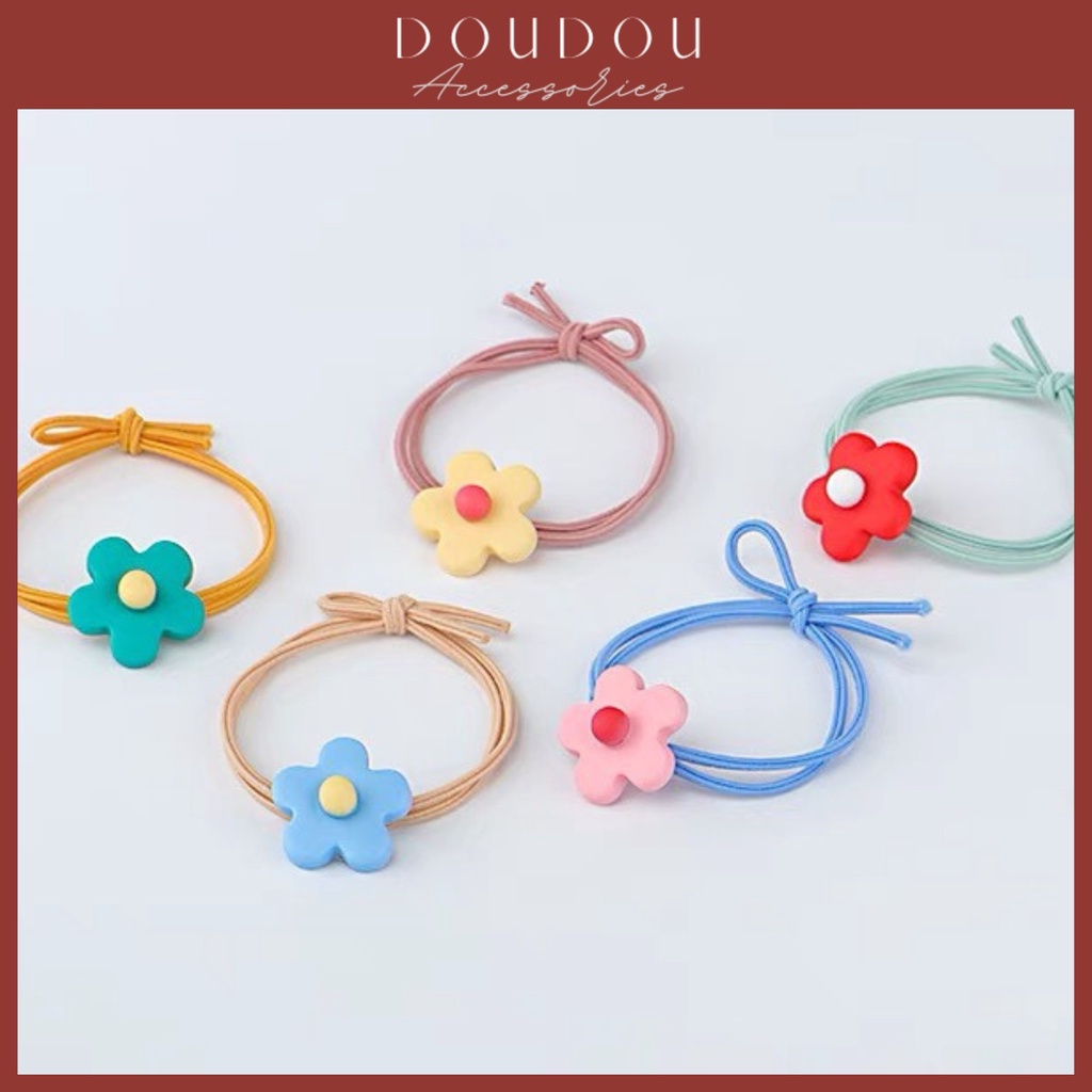 Dây cột tóc hoa nhí Doudou Dây buộc tóc hoa mặt trời nhiều màu sặc sỡ phong cách Hàn Quốc thời trang PJ001