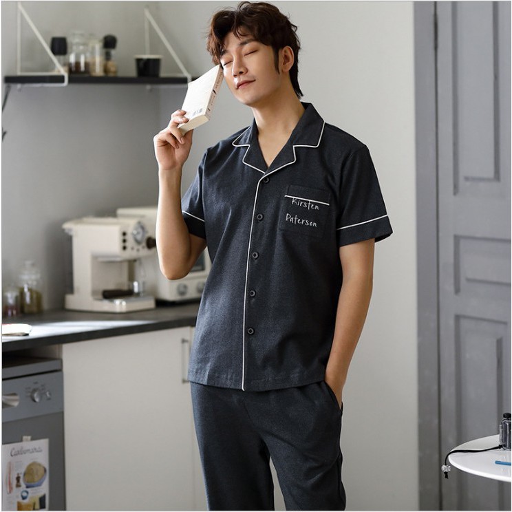 Pijama nam cộc tay-Đồ bộ nam bộ hè chất vải COTTON 100% dày dặn, thông thoáng (607) | BigBuy360 - bigbuy360.vn