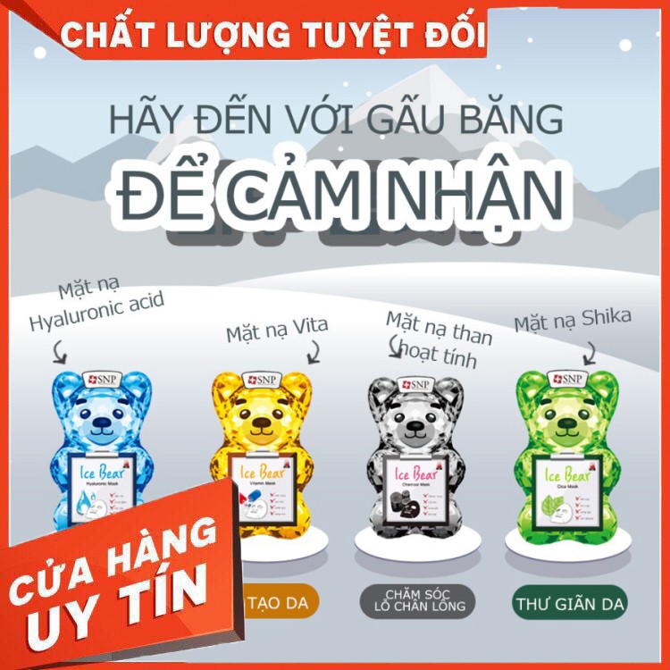Mặt Nạ Gấu Băng Cấp Ẩm Chuyên Sâu,Dưỡng Sáng,Làm Dịu Da Nhạy Cảm SNP Ice Bear Mask 33ml