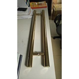 Tay kéo cửa kính, cửa sắt, tay nắm chữ H màu vàng dài 80cm đường kính ống 38mm