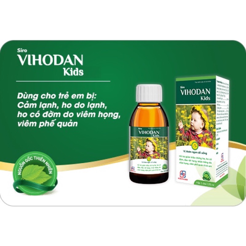 SIRO VIHODAN KIDS (Trẻ em bị cảm lạnh, ho do lạnh, ho có đờm do viêm họng &amp; viêm phế quản.) tw3 tư3