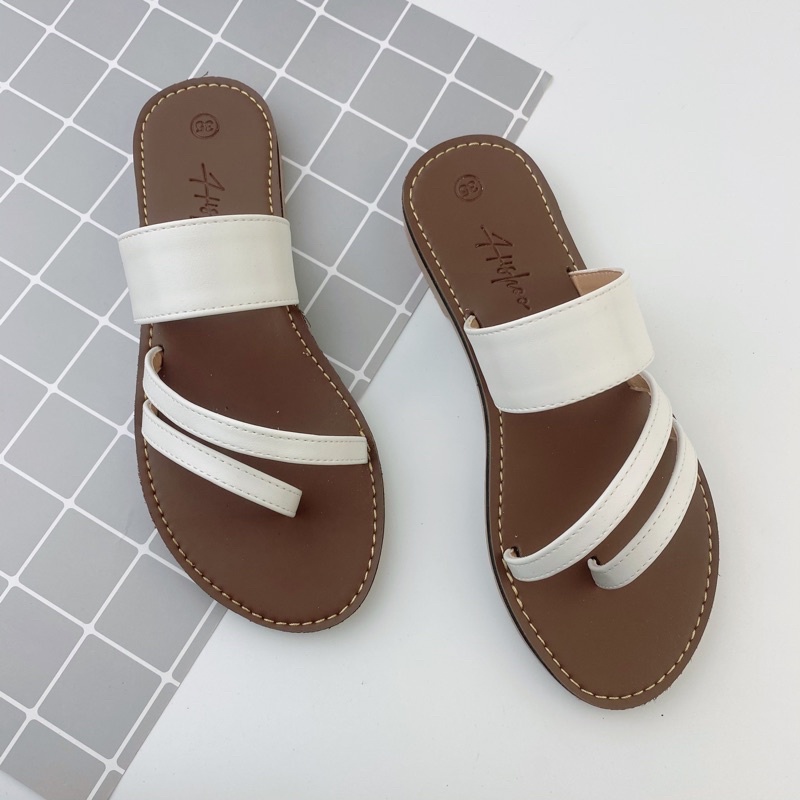 Dép nữ lê thấp dáng sandal đi biển quai ngang xỏ ngón đế bệt dây mảnh cao cấp chính hãng có Bigsize S035