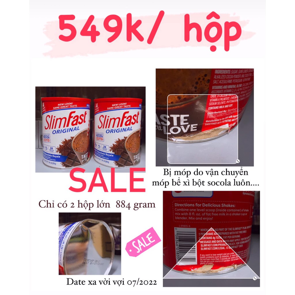 BỘT SOCOLA SLIM FAST GIẢM CÂN