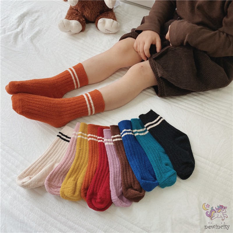 Vớ Dày Giữ Ấm Phong Cách Retro Hàn Quốc Cho Bé Gái