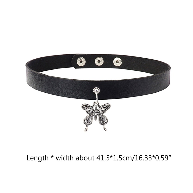 Vòng Cổ Choker Da PU Mềm Điều Chỉnh Được Mặt Hình Bướm Phong Cách Punk