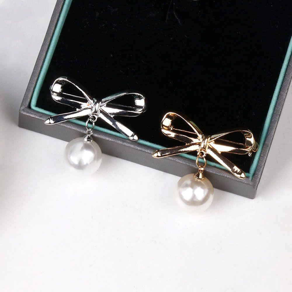 Ghim Cài Áo Hình Nơ Đính Ngọc Trai Lớn Thời Trang