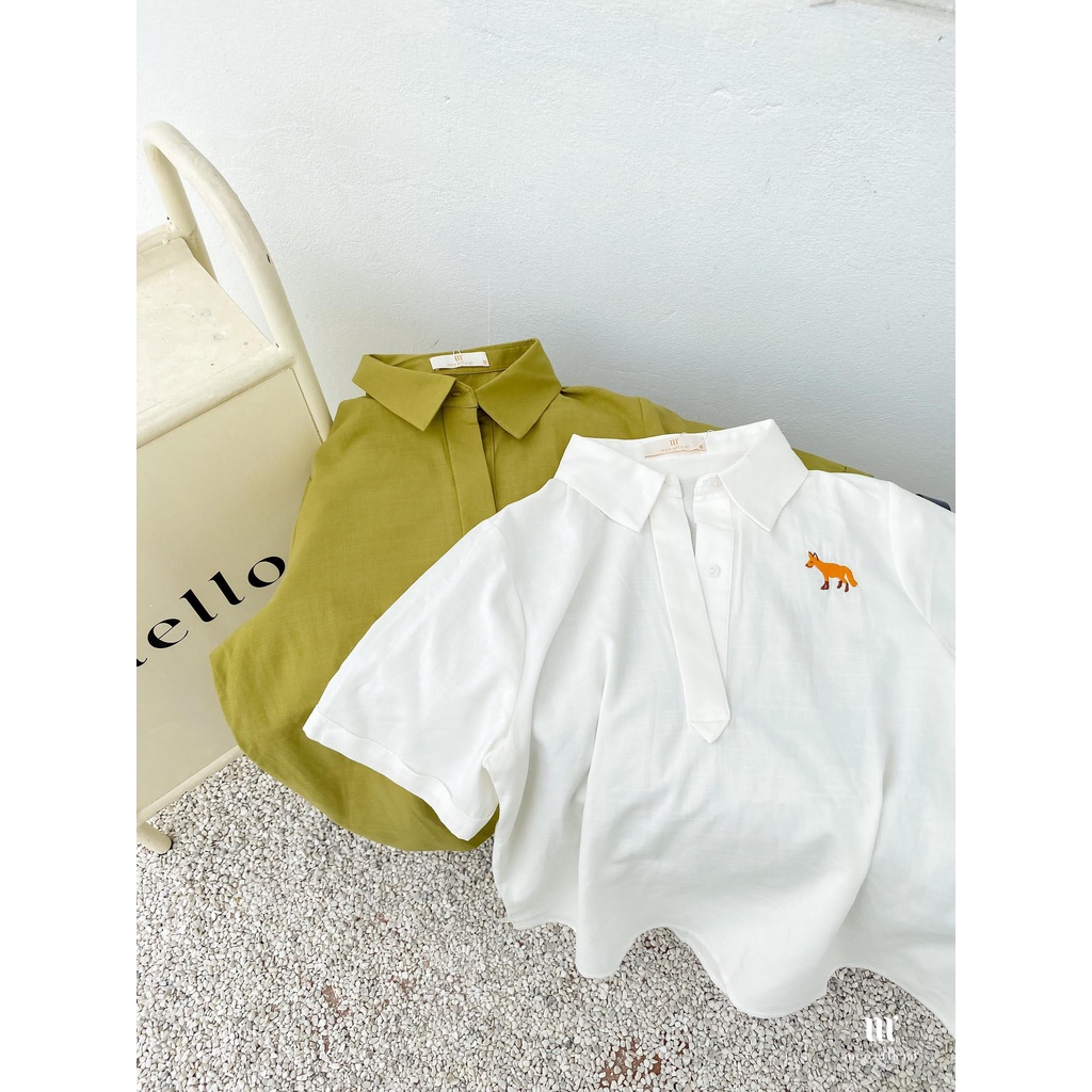 Áo sơ mi công sở nữ Méo shop phong cách cá tính dáng tay ngắn Sleeve