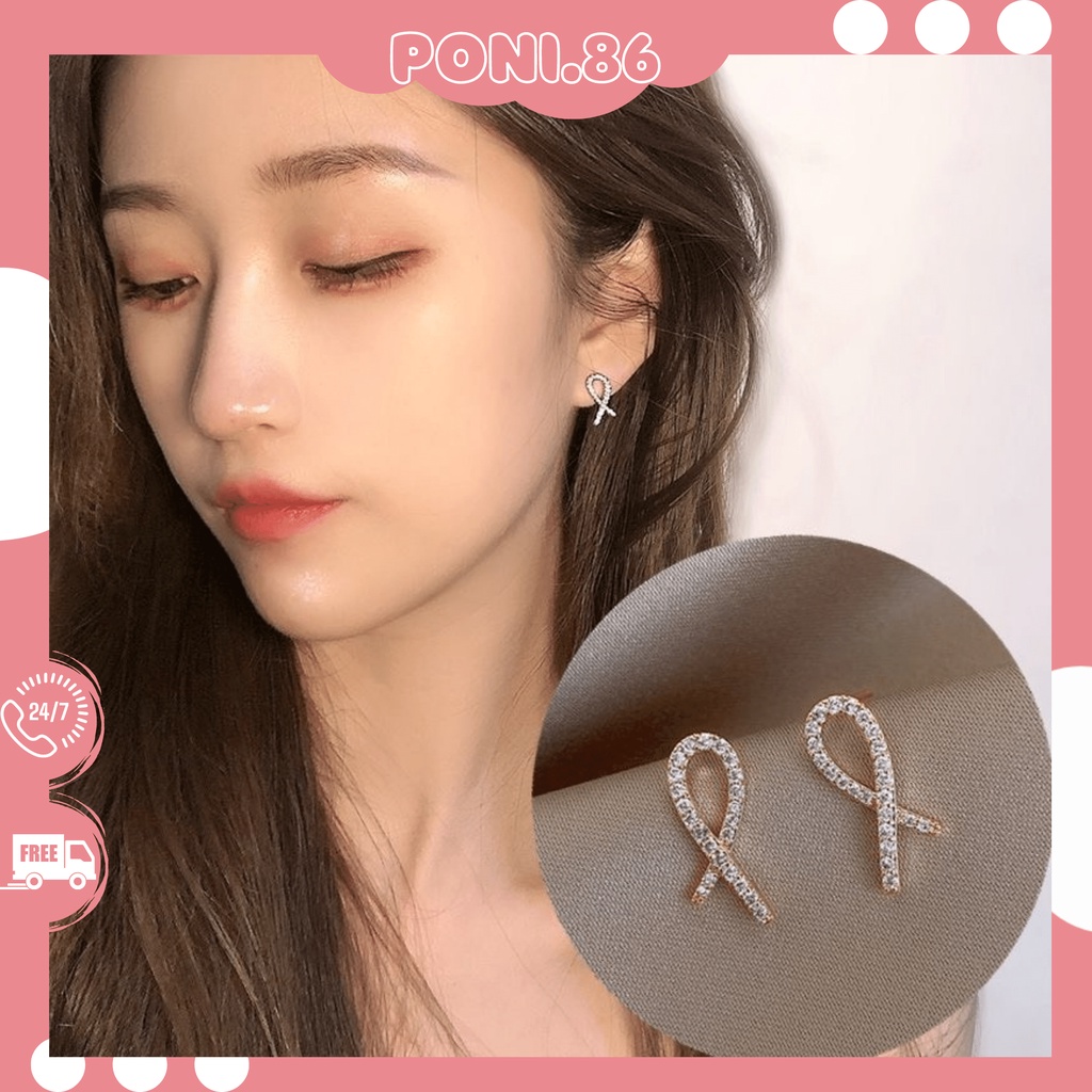 Bông Tai Mạ Bạc 925 đính đá xinh xắn phong cách Hàn Quốc