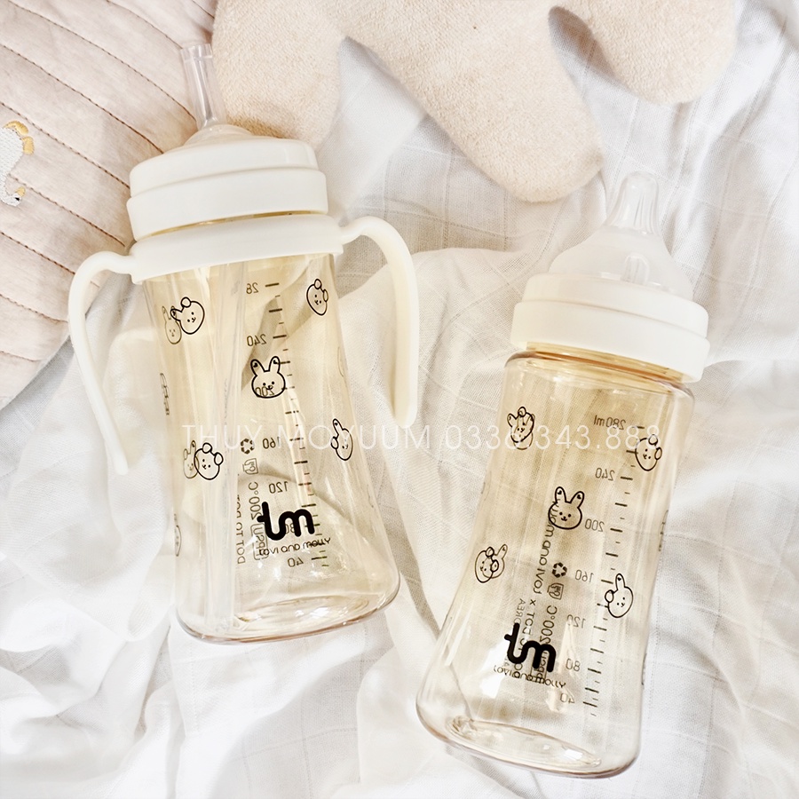 Bình hút Tovi and Molly , Bình hút Thỏ 180ml/280ml Hàn Quốc chính hãng