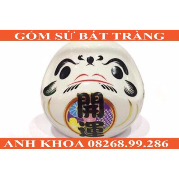 Mèo may mắn Daruma tiết kiệm - Gốm sứ Bát Tràng Anh Khoa