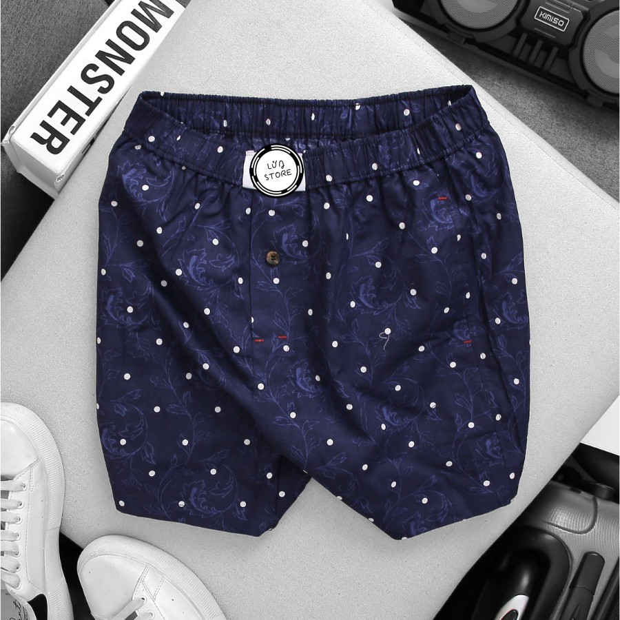 Quần đùi ngủ mặc ở nhà cho nam nhiều màu - Lưng thun co dãn thoải mái, vải cotton mềm mịn, thấm hút mồ hôi | BigBuy360 - bigbuy360.vn