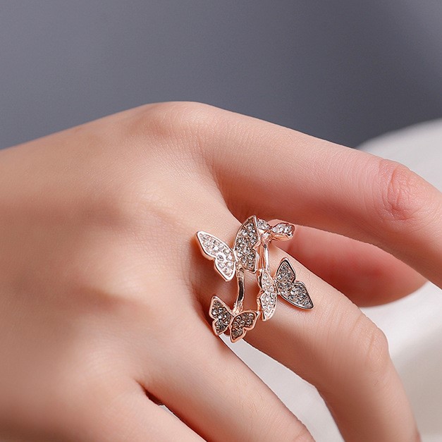 Nhẫn Hình Bướm Đính Đá Thời Trang Cho Nữ