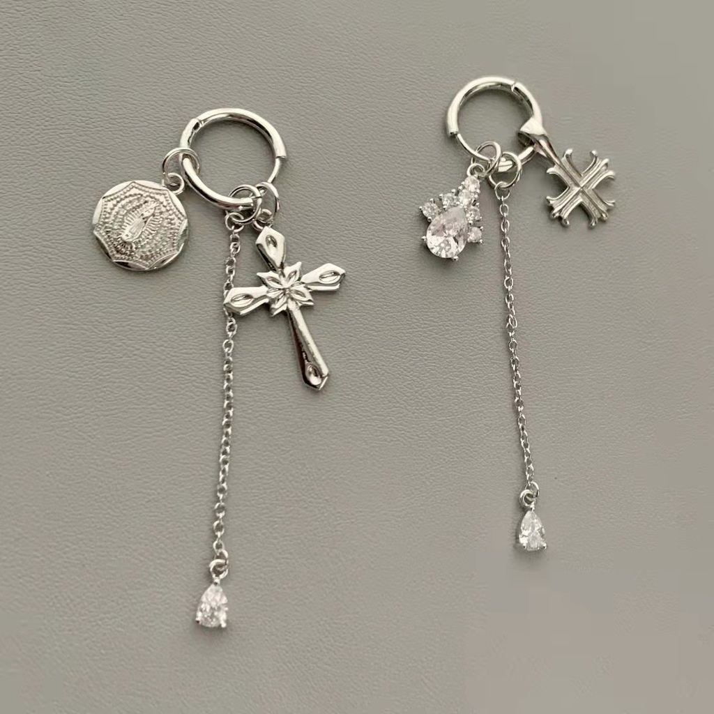 Khuyên Tai Bất Đối Xứng Đính Đá zircon Thời Trang